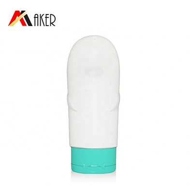 Unique oval white 130ml empty PE plastic cosmetic sunscreen lotion bottle with flip top cap and inner plug