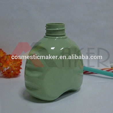 Wholesale special shape green PET 250ml Shampoo Plastic Bottle with lotion pump
