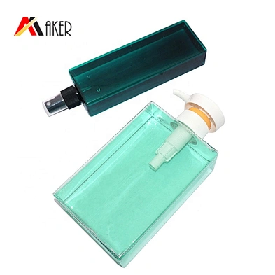 China manufacturer 200ml transparent square PETG plastic shampoo bottle with lotion pump