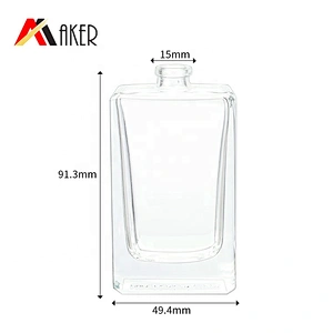 2020 New arrival hot design clear square empty perfume bottle spray 50ml glass with acrylic cap