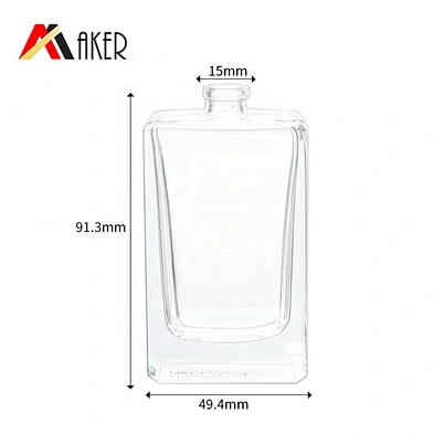 2020 New arrival hot design clear square empty perfume bottle spray 50ml glass with acrylic cap