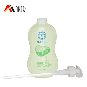 Newest light green unique shape 500ml HDPE plastic baby shampoo bottle with pump