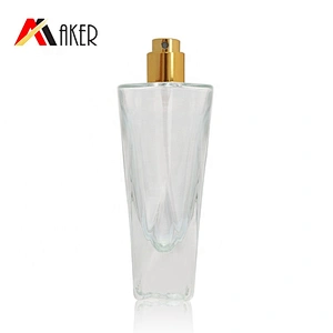 Factory wholesale 30ml clear empty crystal perfume glass bottle packaging with gold aluminum mist sprayer and acrylic cap