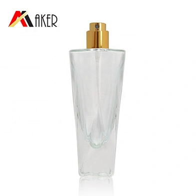 Factory wholesale 30ml clear empty crystal perfume glass bottle packaging with gold aluminum mist sprayer and acrylic cap