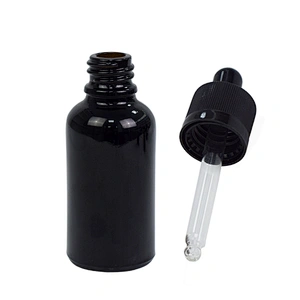 factory wholesale essential oil glass bottle personal care serum oil packaging 30ml glass black dropper bottle