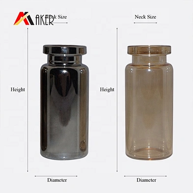 Luxury gold color round glass vials empty 10ml glass tube serum bottle