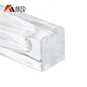 Wholesale empty clear square tall glass roll on bottle perfume bottle 10ml with stainless steel roller ball