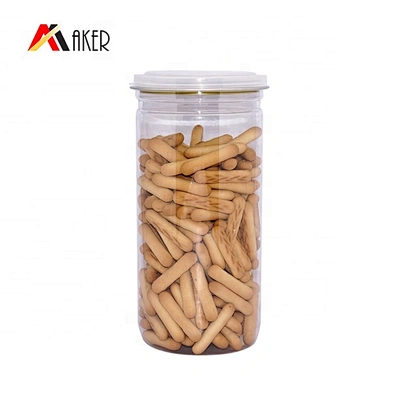 Wholesale 850ml big volume clear PET plastic food jar with aluminum inner lid