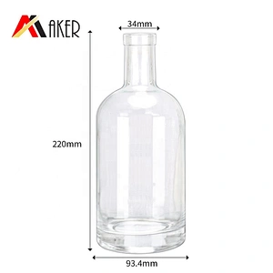 2020 New arrival hot design empty clear 750ml boston round shape glass wine bottles with cork