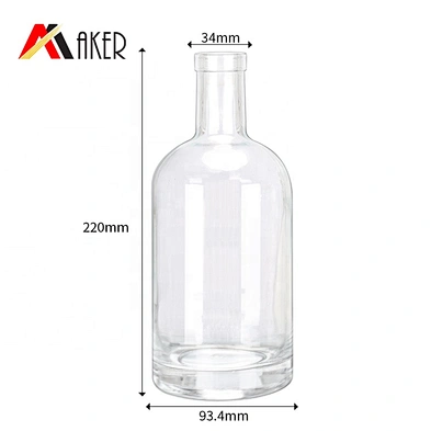2020 New arrival hot design empty clear 750ml boston round shape glass wine bottles with cork