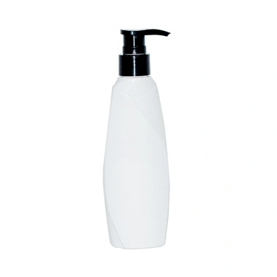 150ml empty milk white plastic pet shampoo body lotion packaging bottle with black 24/410 lotion pump