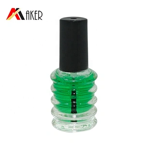 New design empty 5ml clear cosmetic glass nail polish bottle with black screw cap and brush