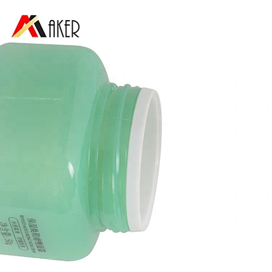 Custom 50ml square PET green double wall plastic cosmetic cream jar with screw cap