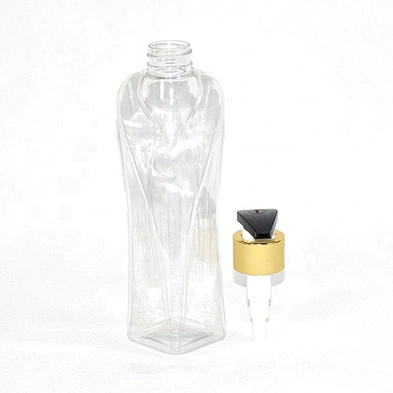 2020 New arrival unique shape clear PET 300ml empty shampoo bottles with lotion pump