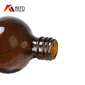 Wholesale cucurbit special 100ml amber cosmetic essential oil glass bottle with gold aluminum cap