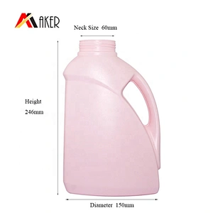 2L Pink HDPE plastic ladundry detergent bottle with screw cap for wholesale