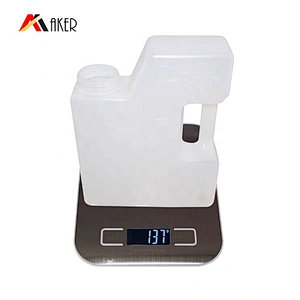 Empty 1L white square HDPE liquid laundry detergent plastic bottle packaging with handle