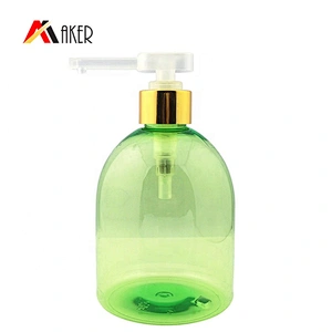 Wholesale custom design 500ml empty green round pet plastic hand wash bottle with pump