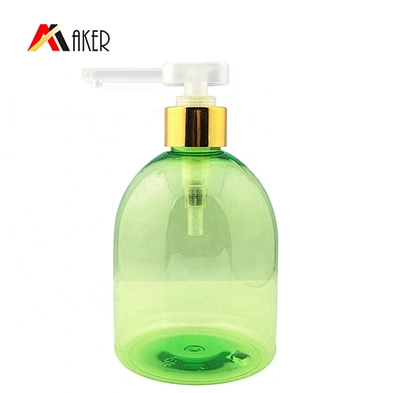 Wholesale custom design 500ml empty green round pet plastic hand wash bottle with pump