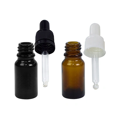 Wholesale Custom Printing Amber 10ml Clear Black Essential Oil Dropper Serum Glass Bottle