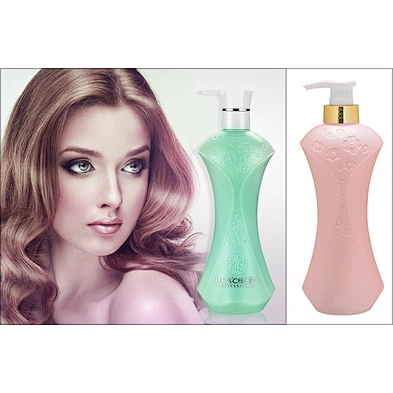 2020 New arrival factory supply pink and green 300ml 500ml HDPE plastic unique shampoo bottle with pump