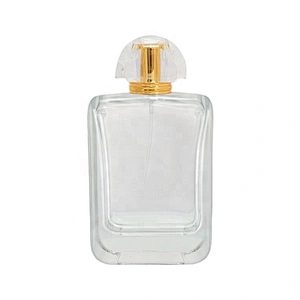 100ml empty clear square crystal glass perfume bottle with aluminum mist sprayer