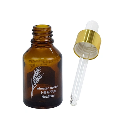 wholesale 20ml glass essential oil dropper bottle personal care packaging green amber  glass slant shoulder bottle