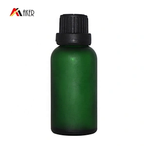 Newest design boston round shape empty 30ml green frosted glass dropper bottles with screw cap