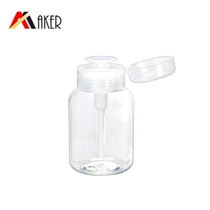 2020 New arrival round shape 200ml empty clear PET plastic bottle with pump for nail varnish remover