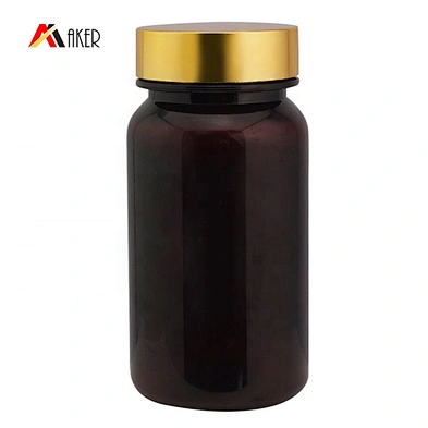 150ml amber round shape PET plastic medicine pill bottle with screw lid