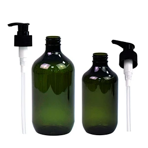 in stock dark green 300ml 500ml plastic pet hand sanitizer lotion pump bottle personal care shampoo boston bottle