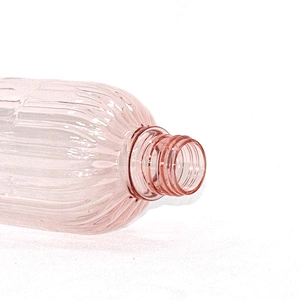 2020 New arrival unique shape semi-transparent pink 297ml plastic bottle lotion bottle  pet bottle with lotion pump
