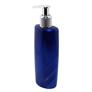 empty 250ml blue plastic pet skincare packaging shampoo bottle with lotion pump
