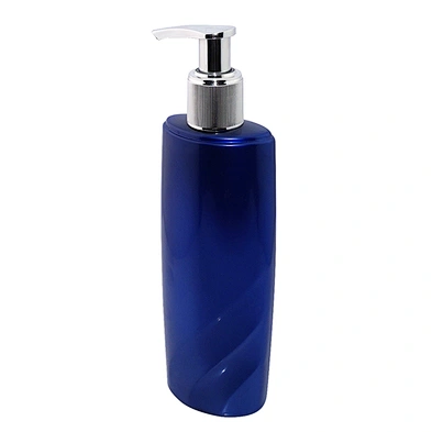 empty 250ml blue plastic pet skincare packaging shampoo bottle with lotion pump