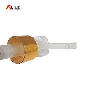 China manufacturer clear 28/410 gold aluminum covered plastic lotion pump