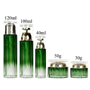 New Design Low MOQ Customize  Lotion Bottle Frosted Cosmetic Packaging Set  Body Face Glass Cream for Skin Care