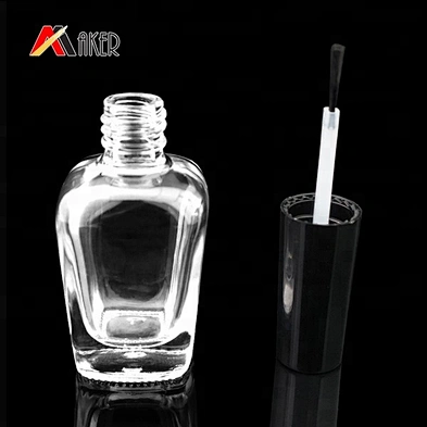 Wholesale custom shape clear empty 15ml nail polish glass bottle with brush