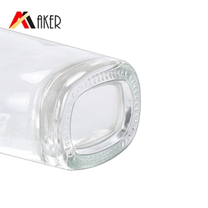 New empty square clear 750ml whisky glass wine bottles vodka bottle  with gold aluminum covered polymer rubber stopper