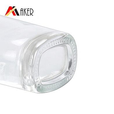 New empty square clear 750ml whisky glass wine bottles vodka bottle  with gold aluminum covered polymer rubber stopper