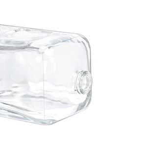 Luxury 100ml clear square shape glass perfume bottle with gold aluminum sprayer