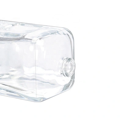 Luxury 100ml clear square shape glass perfume bottle with gold aluminum sprayer