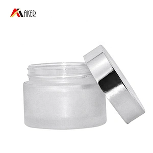 Luxury 30ml round frosted glass cream jar with aluminum lid