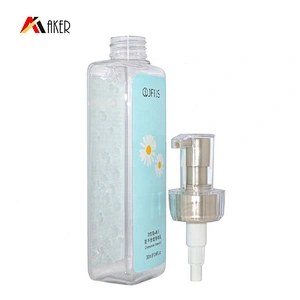 Wholesale square empty 300ml PET plastic cosmetic shower gel lotion pump bottle
