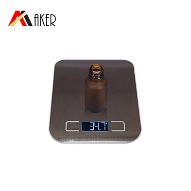 Custom 20ml frosted amber glass essential oil dropper bottle with silk screen printing