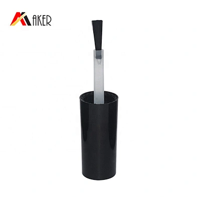 Unique shape empty 15ml clear cosmetic glass nail polish bottle with black screw cap and brush
