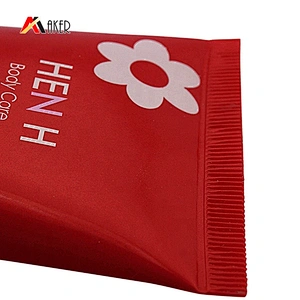Empty 50ml soft red pearl body lotion plastic cosmetic packaging tube with disc cap
