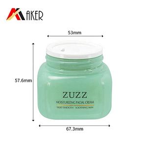 Custom 50ml square PET green double wall plastic cosmetic cream jar with screw cap