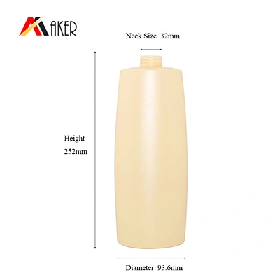 1L yellow PE plastic cosmetic empty shampoo bottle with lotion pump for wholesale