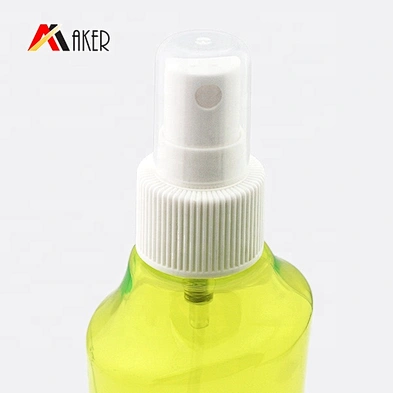 wholesale 250ml light green round PET plastic empty cosmetic spray bottle packaging with sprayer pump