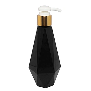 Custom unique shape black luxury design 200ml black PETG plastic shampoo bottle with lotion pump